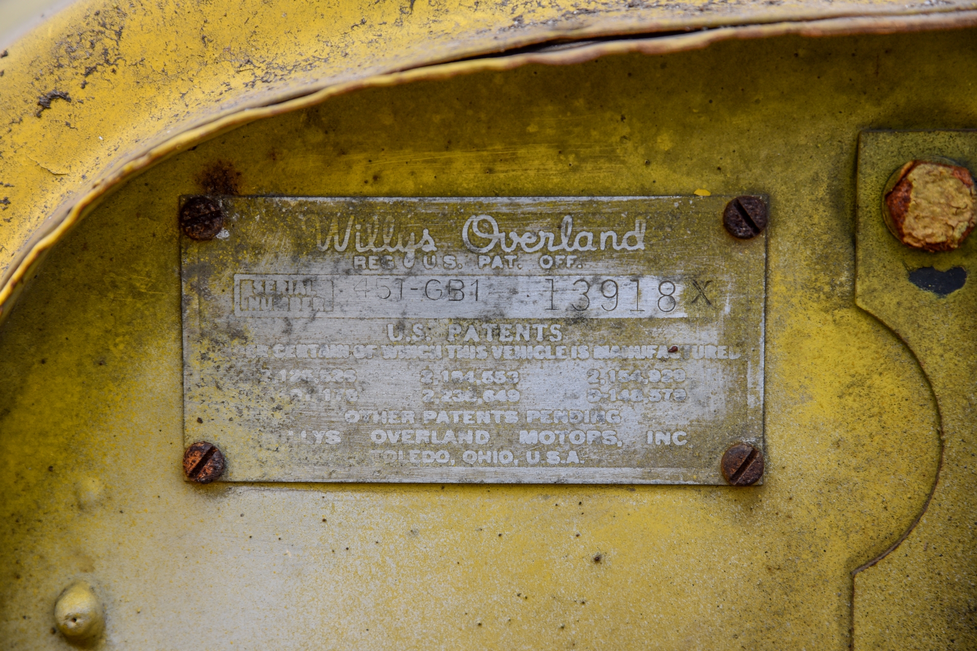 willys serial number plate